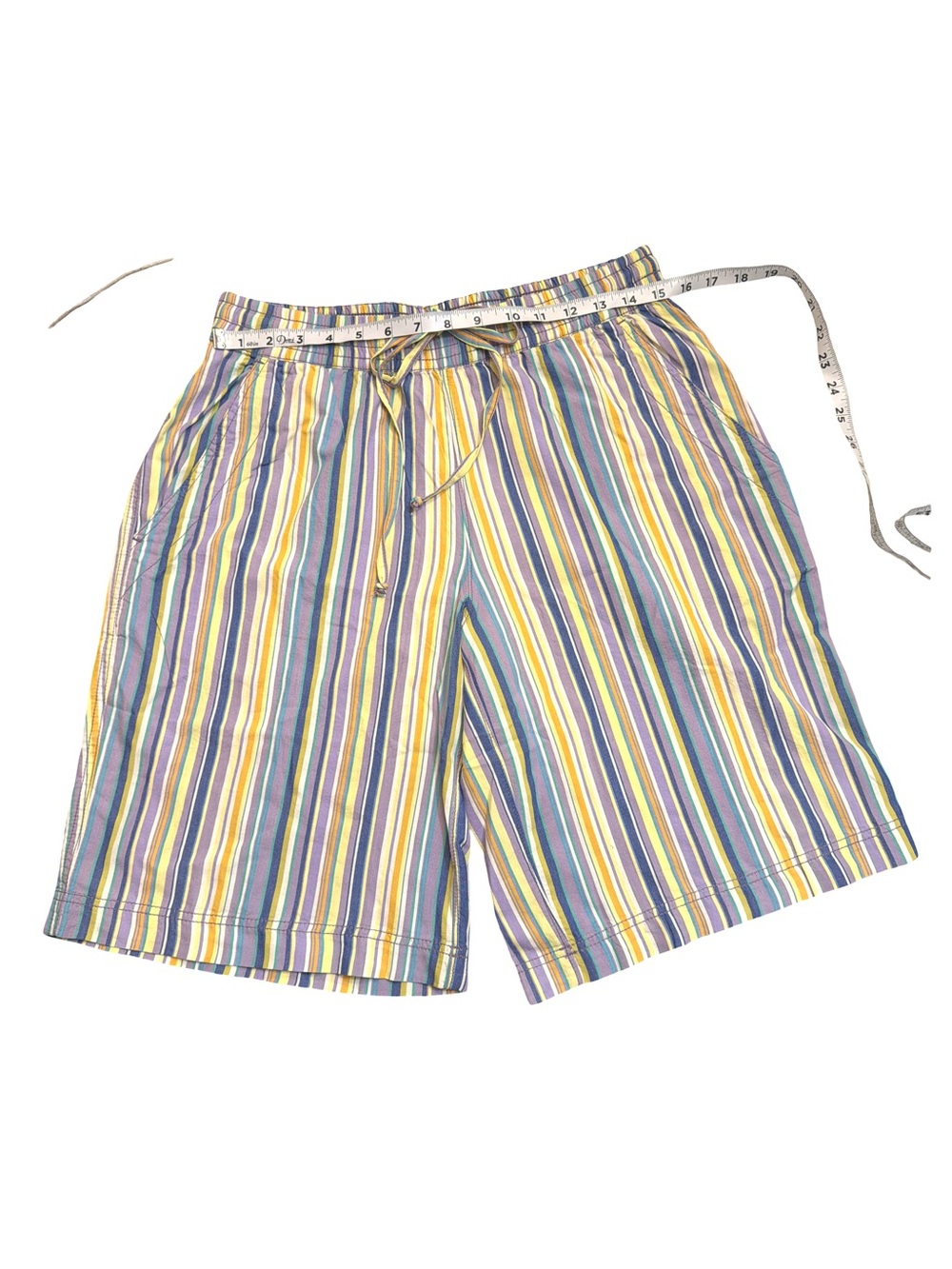 Free People Striped Bermuda Shorts Elastic Drawstring Waist Size XS/TP - Picture 2 of 8